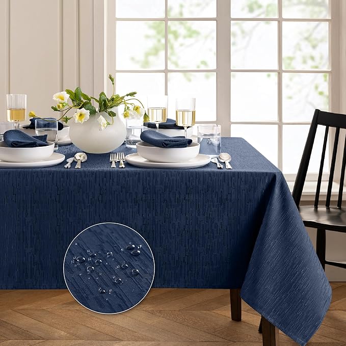 Continental Solid Texture Water and Stain Resistant Tablecloth